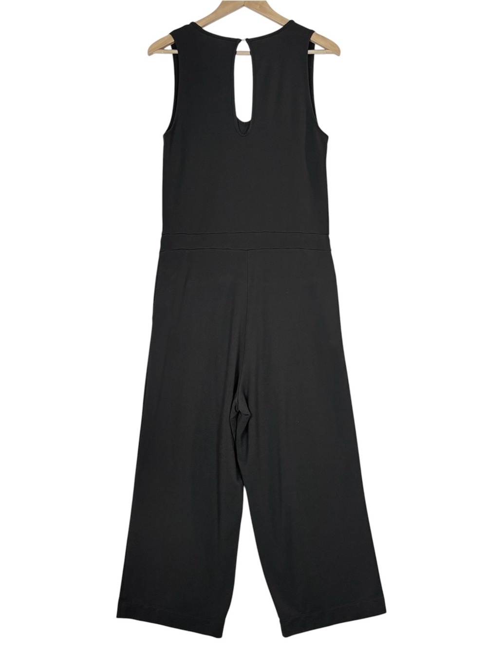 Quince Jumpsuit Black French Terry Modal Sz M Romper Quiet Luxury Wide Leg Crop - Picture 3 of 15